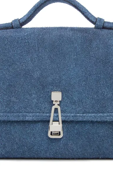 Gabriela Hearst Small Leonora Flap Bag in Light Blue Suede Denim | Thumbnail 5 Gabriela Hearst Small Leonora Flap Bag in Light Blue Suede Denim | Thumbnail 5