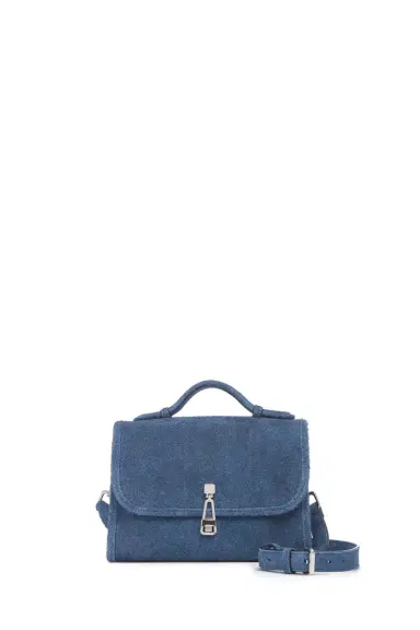Gabriela Hearst Small Leonora Flap Bag in Light Blue Suede Denim | Thumbnail 1 Gabriela Hearst Small Leonora Flap Bag in Light Blue Suede Denim | Thumbnail 1