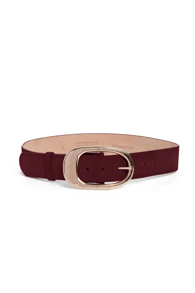 Gabriela Hearst Lozewce Belt in Bordeaux Suede