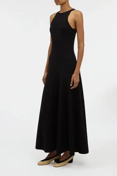 Gabriela Hearst Siren Knit Maxi Dress in Black Merino Wool | Thumbnail 3