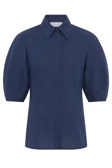 Gabriela Hearst Sansi Top in Electric Navy Printed Silk Twill | Thumbnail 1
