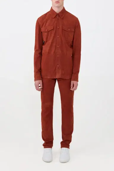 Gabriela Hearst Lucas Overshirt in Rust Suede | Thumbnail 3 Gabriela Hearst Lucas Overshirt in Rust Suede | Thumbnail 3