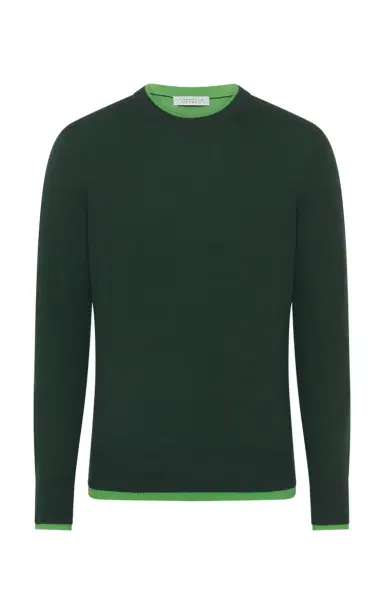 Gabriela Hearst Wells Reversible Knit Sweater in English Green & Fluorescent Green Cashmere Silk | Thumbnail 1