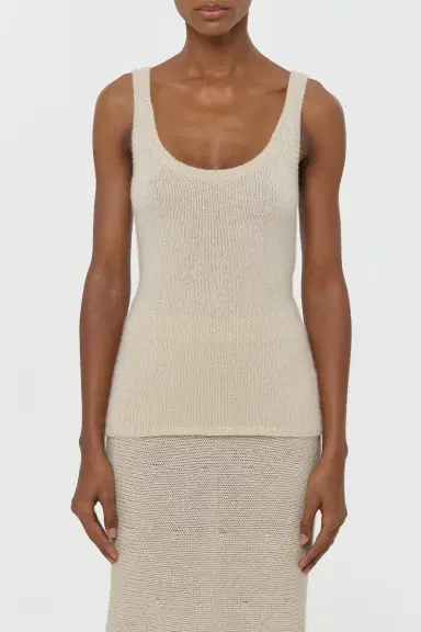 Gabriela Hearst Brigid Knit Tank Top in Off White Cashmere | Thumbnail 2