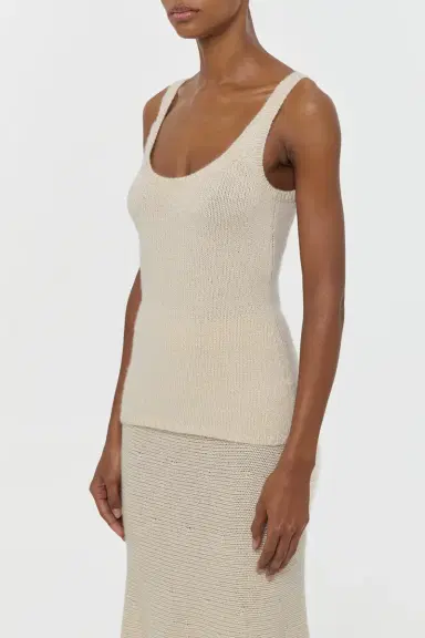 Gabriela Hearst Brigid Knit Tank Top in Off White Cashmere | Thumbnail 3
