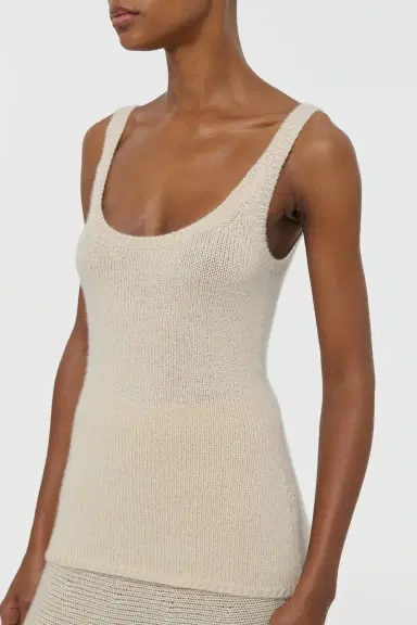 Gabriela Hearst Brigid Knit Tank Top in Off White Cashmere | Thumbnail 5