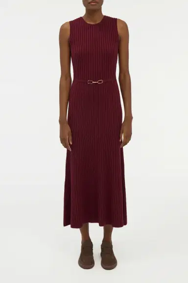 Gabriela Hearst Meier Knit Midi Dress in Bordeaux Merino Wool Cashmere | Thumbnail 2 Gabriela Hearst Meier Knit Midi Dress in Bordeaux Merino Wool Cashmere | Thumbnail 2