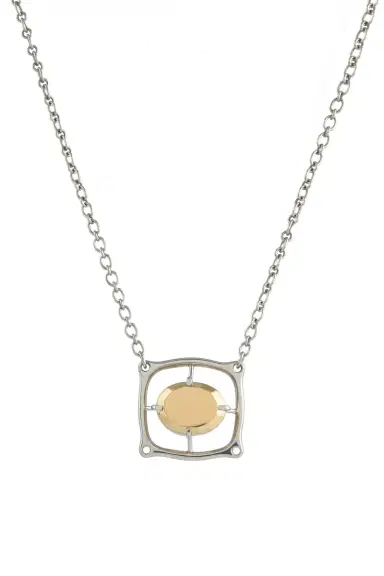 Gabriela Hearst Sun Pendant Necklace in 18K Yellow Gold & Platinum | Thumbnail 2