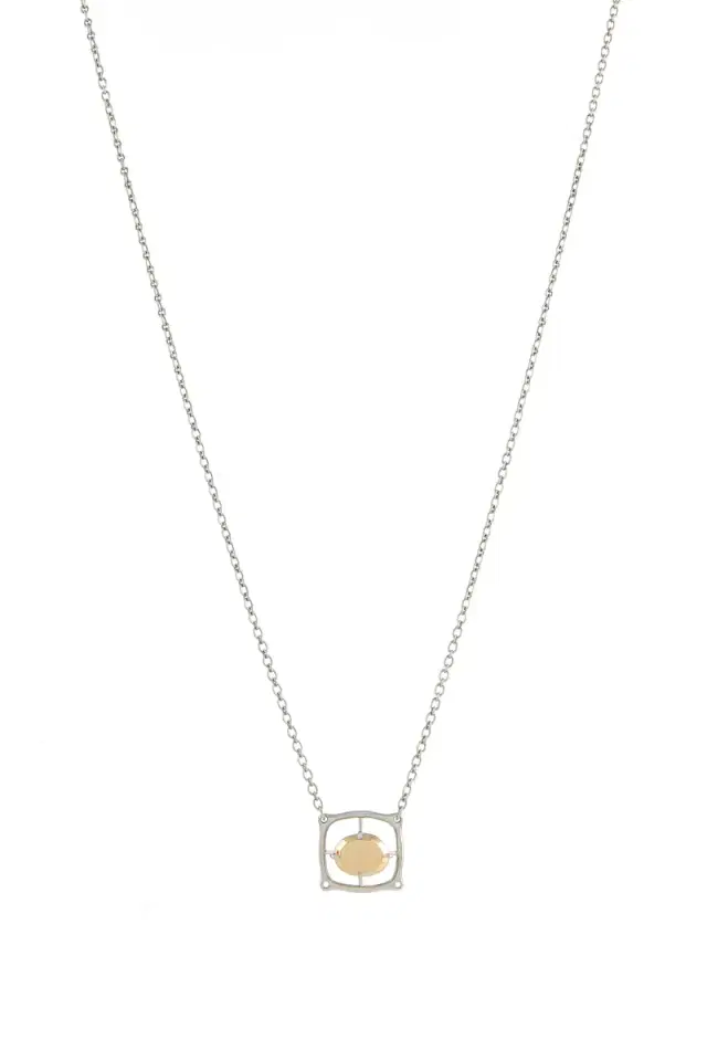 Gabriela Hearst Sun Pendant Necklace in 18K Yellow Gold & Platinum