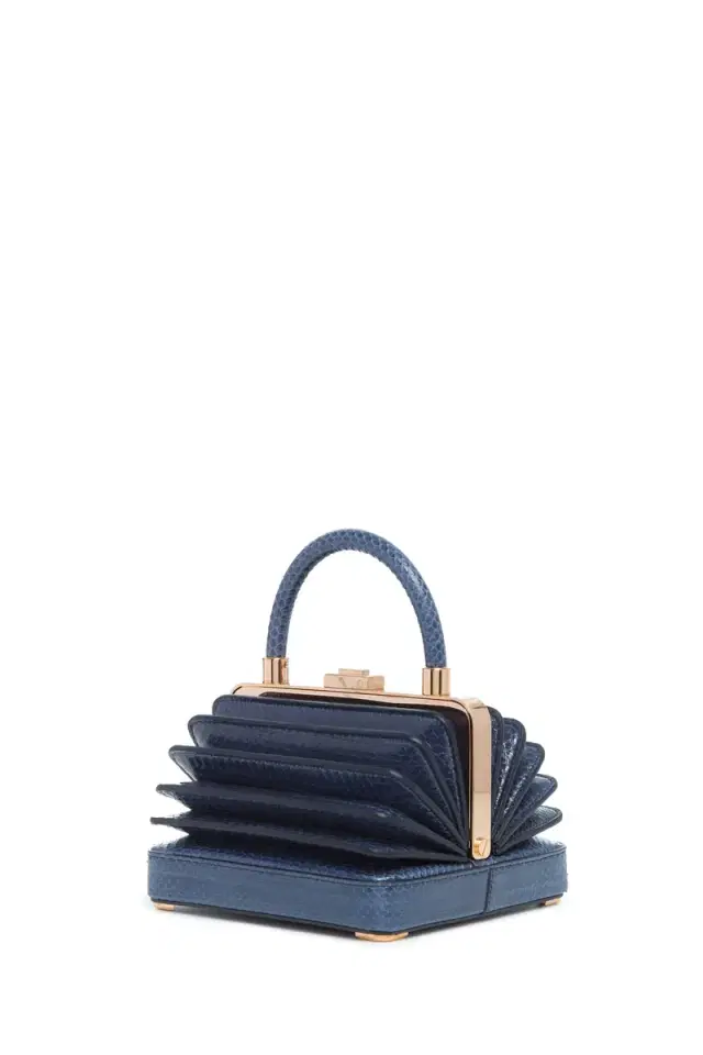 Gabriela Hearst Small Diana Bag in Navy Snakeskin