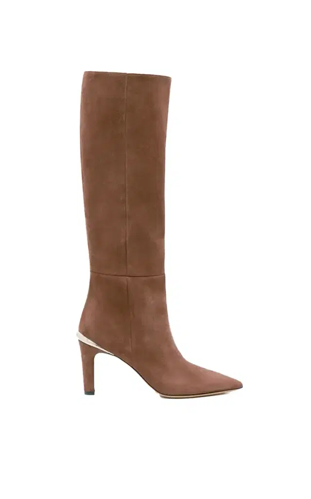 Gabriela Herast Aura High Heel Stiletto Tall Boot in Dark Sand Suede