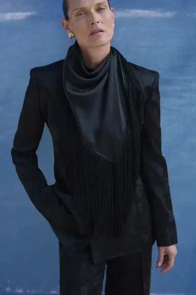 Gabriela Hearst Norman Wide-leg Pant in Black Embroidered Silk | Thumbnail 2