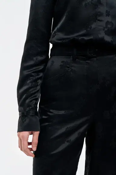 Gabriela Hearst Norman Wide-leg Pant in Black Embroidered Silk | Thumbnail 6