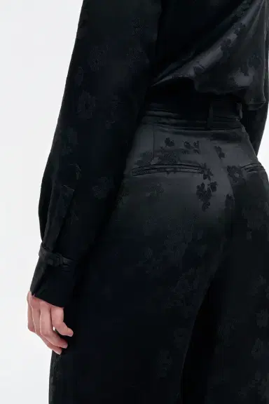 Gabriela Hearst Norman Wide-leg Pant in Black Embroidered Silk | Thumbnail 7