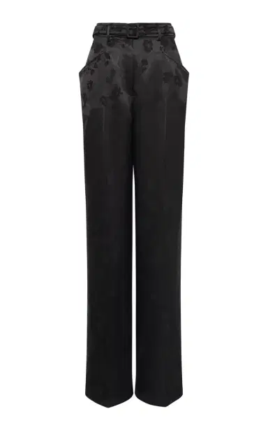 Gabriela Hearst Norman Wide-leg Pant in Black Embroidered Silk | Thumbnail 1