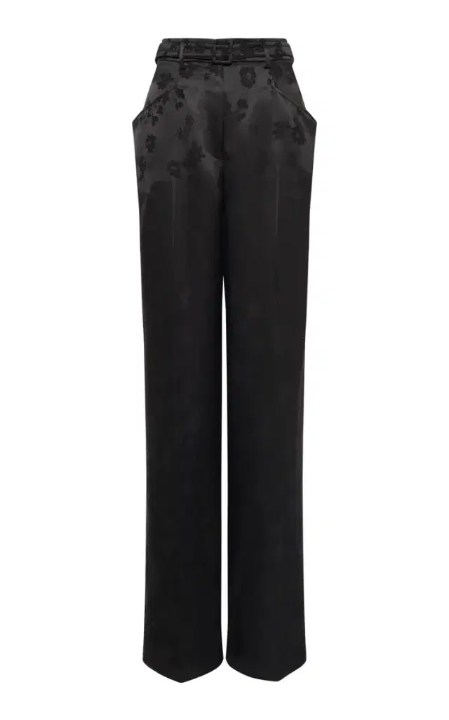 Gabriela Hearst Norman Wide-leg Pant in Black Embroidered Silk