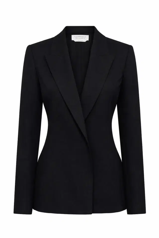 Gabriela Hearst Aleah Blazer in Black Virgin Wool Crepe