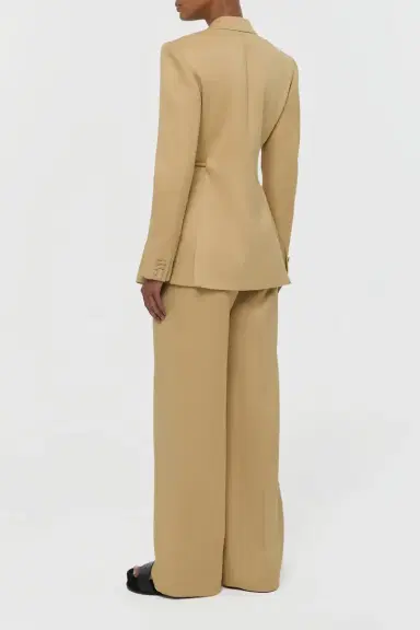 Gabriela Hearst Norman Wide-leg Pant in Wheat Textured Linen Slub | Thumbnail 4