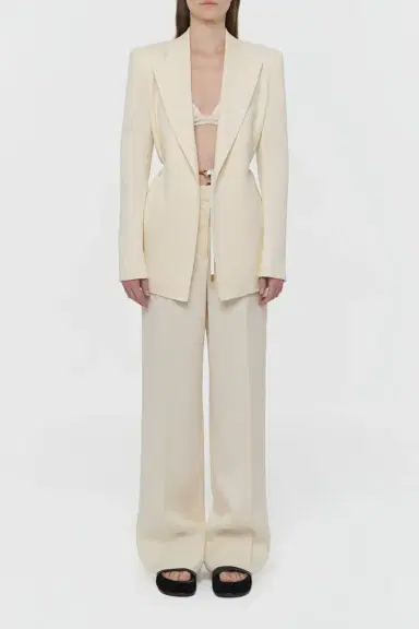 Gabriela Hearst Norman Wide-leg Pant in Textured Linen Slub | Thumbnail 2