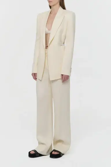 Gabriela Hearst Norman Wide-leg Pant in Textured Linen Slub | Thumbnail 3