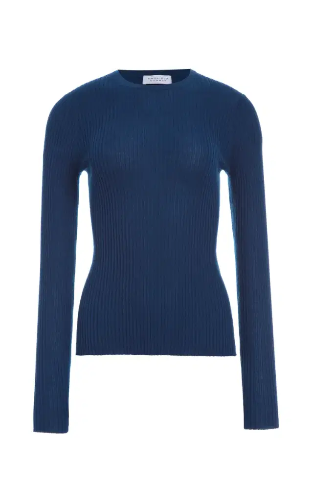 GABRIELA HEARST Browning Knit Sweater in Washed Denim Cashmere Silk