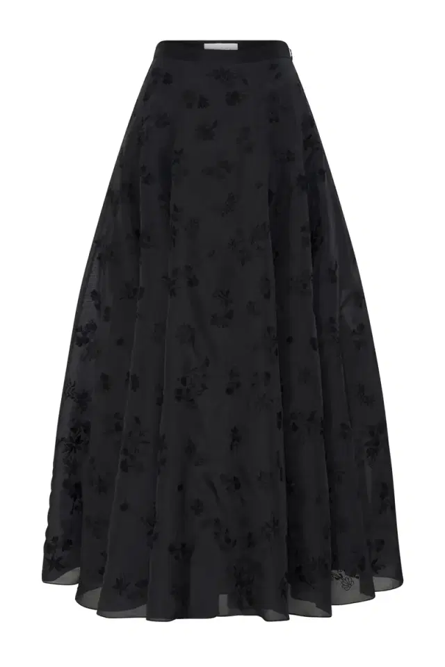 Gabriela Hearst Sonya Mia's Flowers Maxi Skirt in Black Embroidered Silk Organza