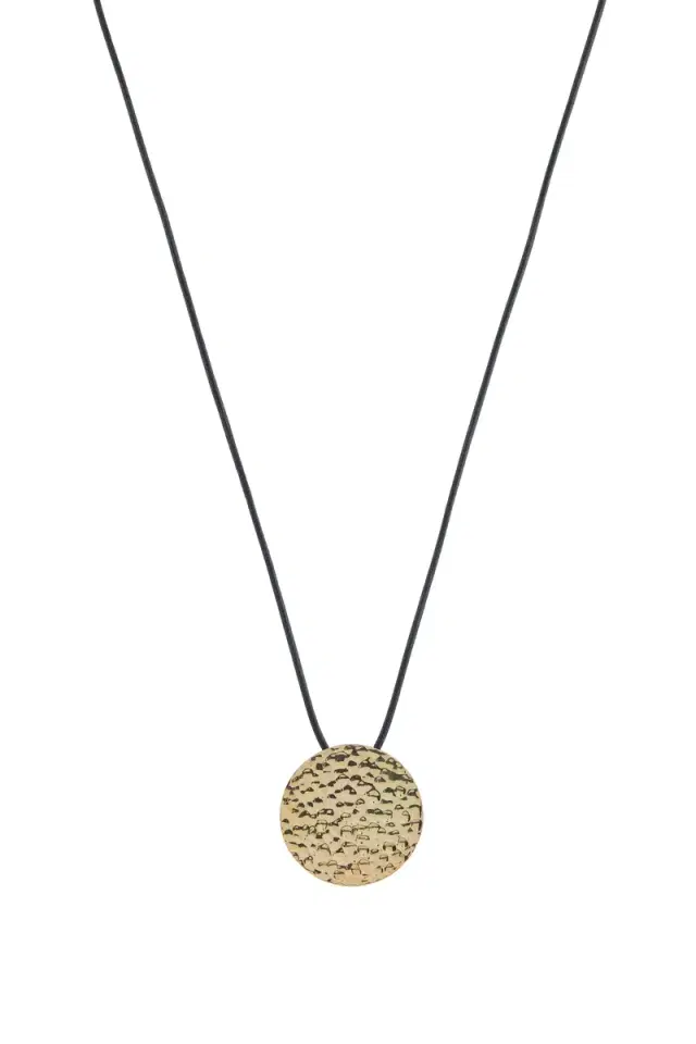 Gabriela Hearst Wheel of Fortune Pendant in 18K Yellow Gold (Black Leather Cord)