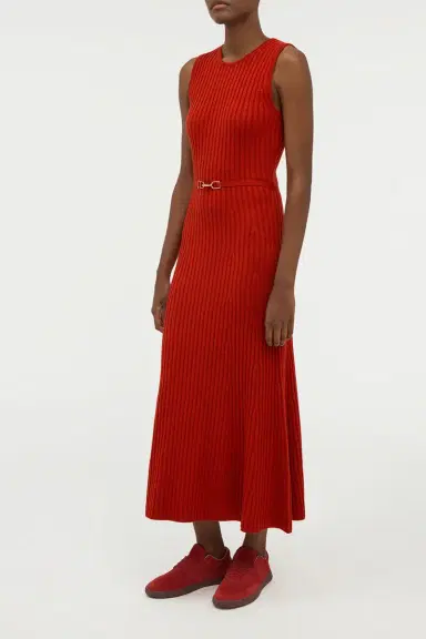 Gabriela Hearst Meier Knit Midi Dress in Antelope Orange Merino Wool Cashmere | Thumbnail 3 Gabriela Hearst Meier Knit Midi Dress in Antelope Orange Merino Wool Cashmere | Thumbnail 3