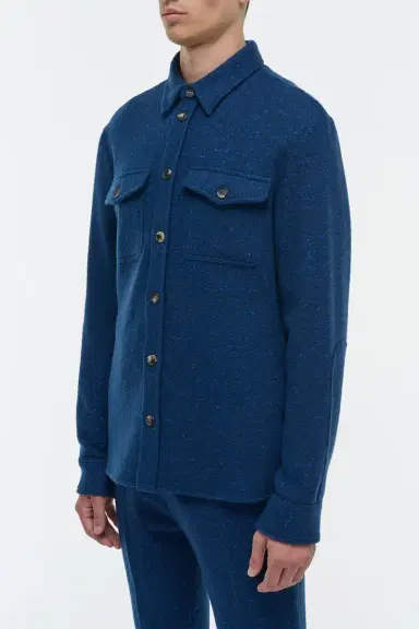 Gabriela Hearst Lucas Overshirt in Electric Navy Speckled Cashmere | Thumbnail 3 Gabriela Hearst Lucas Overshirt in Electric Navy Speckled Cashmere | Thumbnail 3