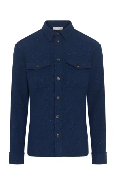 Gabriela Hearst Lucas Overshirt in Electric Navy Speckled Cashmere | Thumbnail 1 Gabriela Hearst Lucas Overshirt in Electric Navy Speckled Cashmere | Thumbnail 1