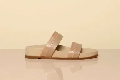 Gabriela Hearst Low Striker Flat Sandal in Nude Snakeskin & Nappa Leather | Thumbnail 6 Gabriela Hearst Low Striker Flat Sandal in Nude Snakeskin & Nappa Leather | Thumbnail 6