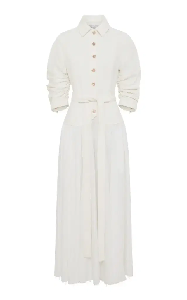 Gabriela Hearst Delyth Shirtdress in White Recycled Cotton Denim & Linen