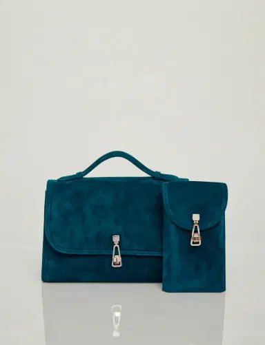 Gabriela Hearst Small Leonora Flap Bag in Bottle Green Suede | Thumbnail 5 Gabriela Hearst Small Leonora Flap Bag in Bottle Green Suede | Thumbnail 5