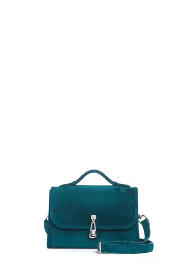 Gabriela Hearst Small Leonora Flap Bag in Bottle Green Suede | Thumbnail 1 Gabriela Hearst Small Leonora Flap Bag in Bottle Green Suede | Thumbnail 1