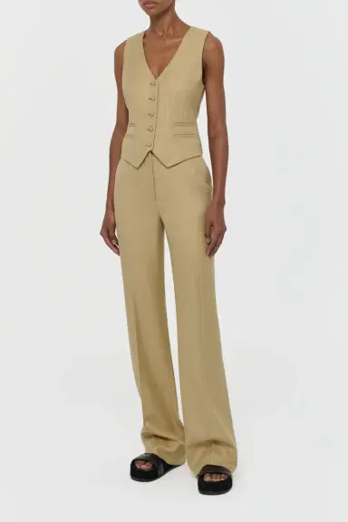 Gabriela Hearst Coleridge Vest in Hay Virgin Wool Silk with Linen | Thumbnail 2 Gabriela Hearst Coleridge Vest in Hay Virgin Wool Silk with Linen | Thumbnail 2