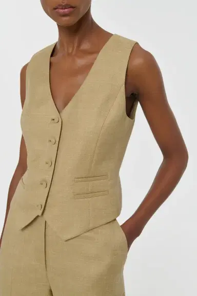 Gabriela Hearst Coleridge Vest in Hay Virgin Wool Silk with Linen | Thumbnail 4 Gabriela Hearst Coleridge Vest in Hay Virgin Wool Silk with Linen | Thumbnail 4
