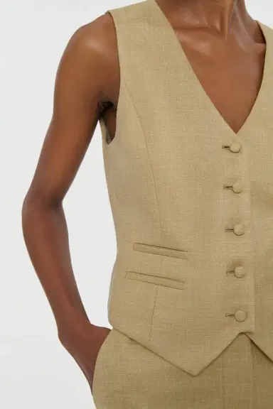 Gabriela Hearst Coleridge Vest in Hay Virgin Wool Silk with Linen | Thumbnail 5 Gabriela Hearst Coleridge Vest in Hay Virgin Wool Silk with Linen | Thumbnail 5