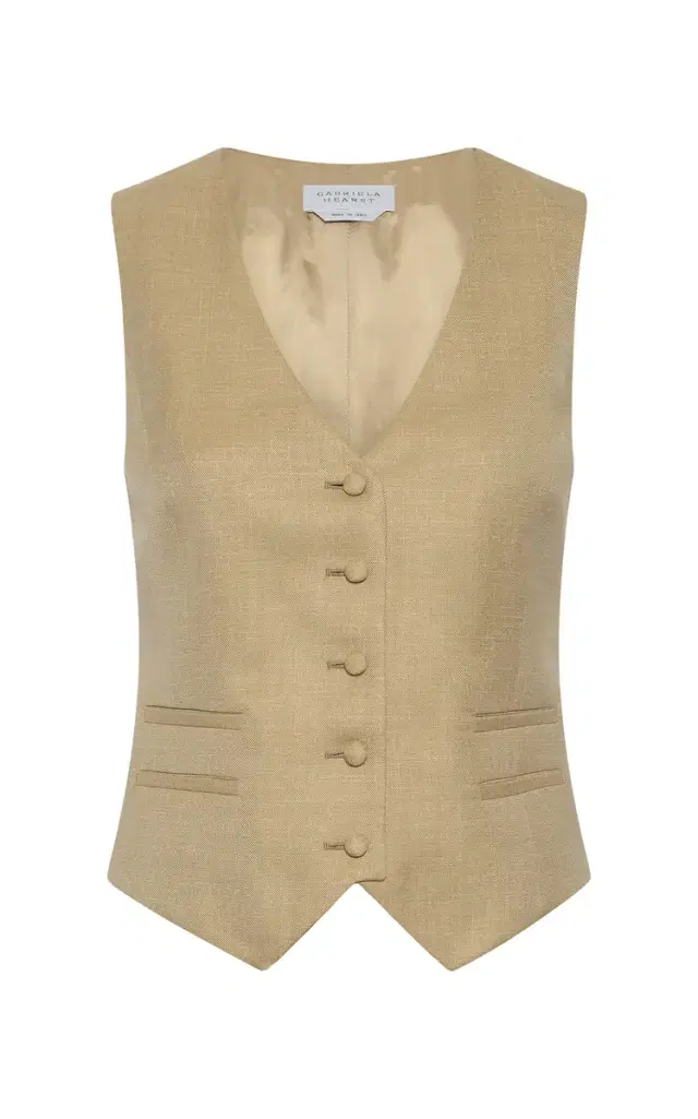 Gabriela Hearst Coleridge Vest in Hay Virgin Wool Silk with Linen