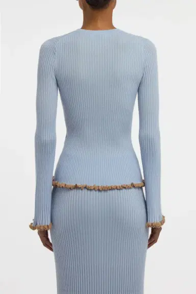 Gabriela Hearst Erya Knit Crewneck Sweater in Halogen Blue Cashmere Silk | Thumbnail 5