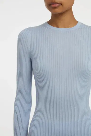 Gabriela Hearst Erya Knit Crewneck Sweater in Halogen Blue Cashmere Silk | Thumbnail 6