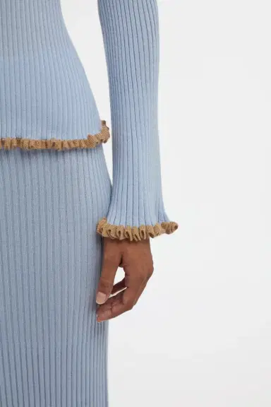 Gabriela Hearst Erya Knit Crewneck Sweater in Halogen Blue Cashmere Silk | Thumbnail 7