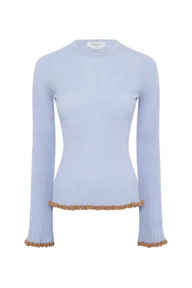 Gabriela Hearst Erya Knit Crewneck Sweater in Halogen Blue Cashmere Silk | Thumbnail 1