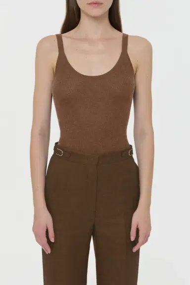 Gabriela Hearst Cinxia Knit Tank Top in Chestnut Cahmere Silk with Hemp | Thumbnail 2