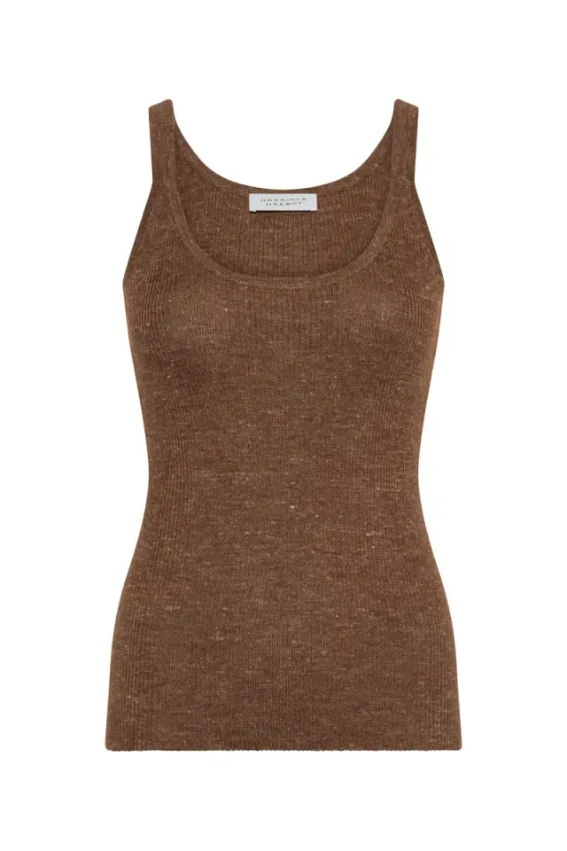 Gabriela Hearst Cinxia Knit Tank Top in Chestnut Cahmere Silk with Hemp