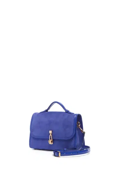 Gabriela Hearst Small Leonora Flap Bag in Cobalt Suede | Thumbnail 2