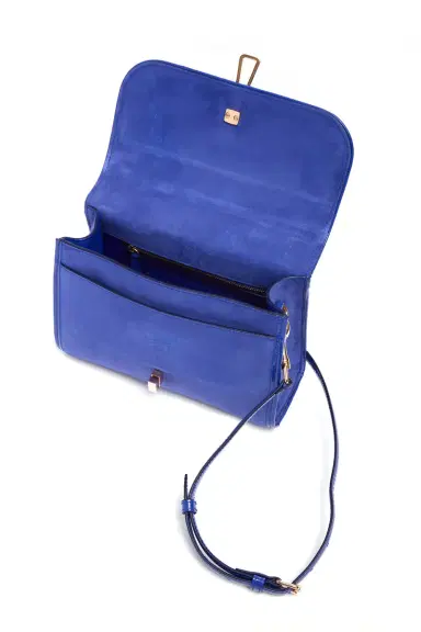 Gabriela Hearst Small Leonora Flap Bag in Cobalt Suede | Thumbnail 4