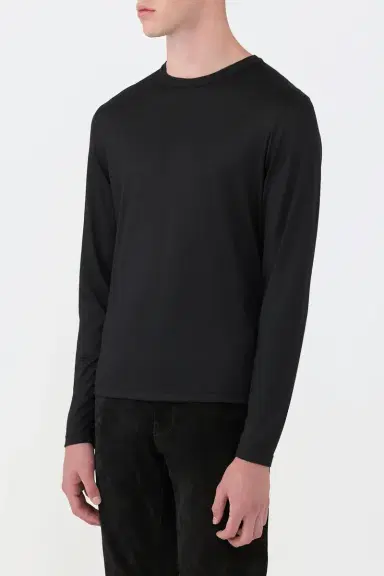 Gabriela Hearst Owen Long Sleeve T-Shirt in Black Cashmere Jersey | Thumbnail 3 Gabriela Hearst Owen Long Sleeve T-Shirt in Black Cashmere Jersey | Thumbnail 3