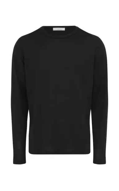 Gabriela Hearst Owen Long Sleeve T-Shirt in Black Cashmere Jersey | Thumbnail 1 Gabriela Hearst Owen Long Sleeve T-Shirt in Black Cashmere Jersey | Thumbnail 1
