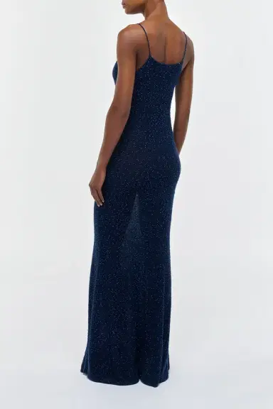 Gabriela Hearst Florian Knit Maxi Slip Dress in Electric Navy Beaded Cashmere Silk | Thumbnail 5
