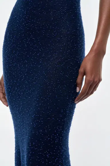 Gabriela Hearst Florian Knit Maxi Slip Dress in Electric Navy Beaded Cashmere Silk | Thumbnail 7